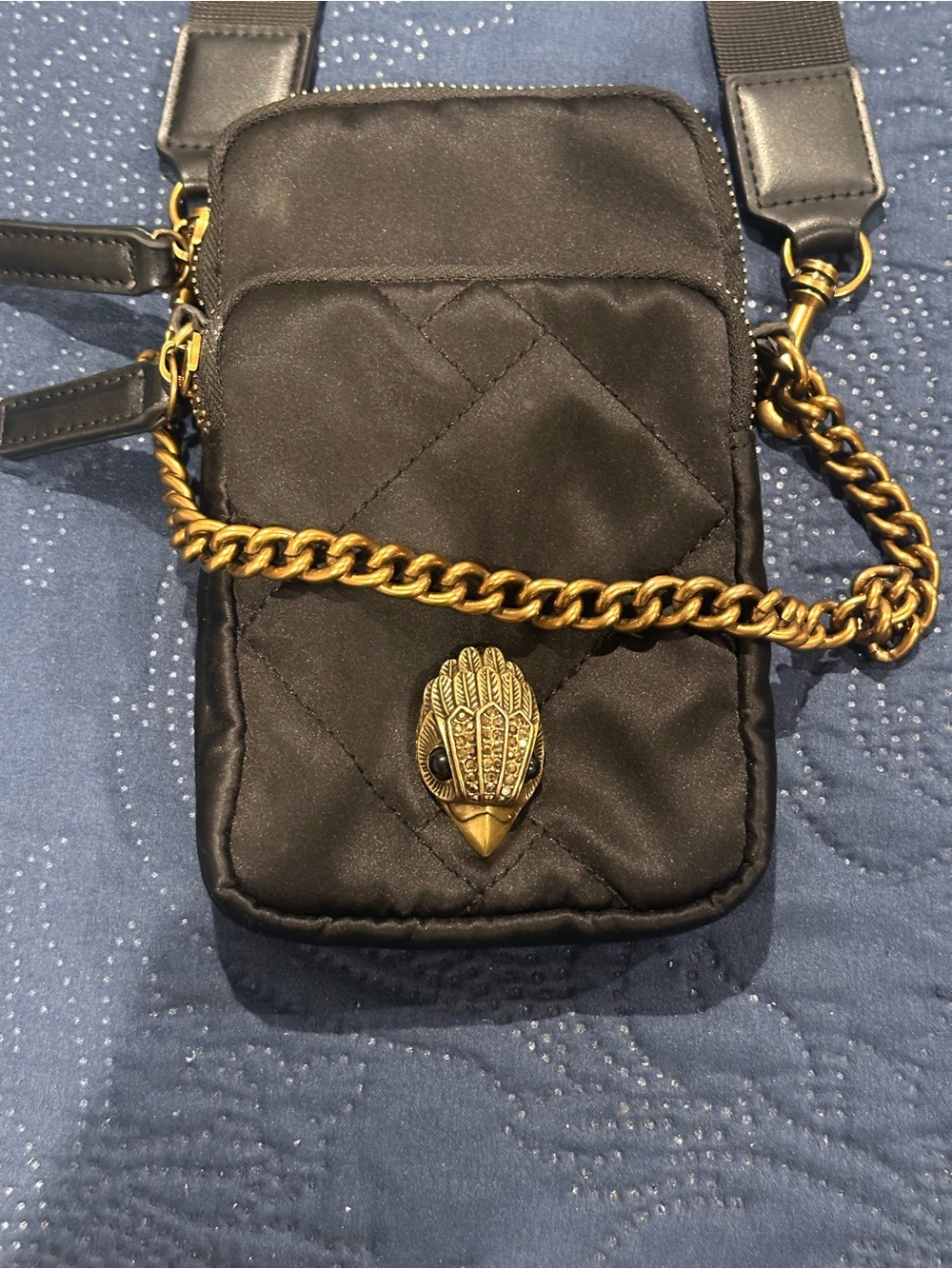 Kurt Geiger Black Quilted Multi-Pouch Crossbody with Gold Hardware - Picture 3 of 11
